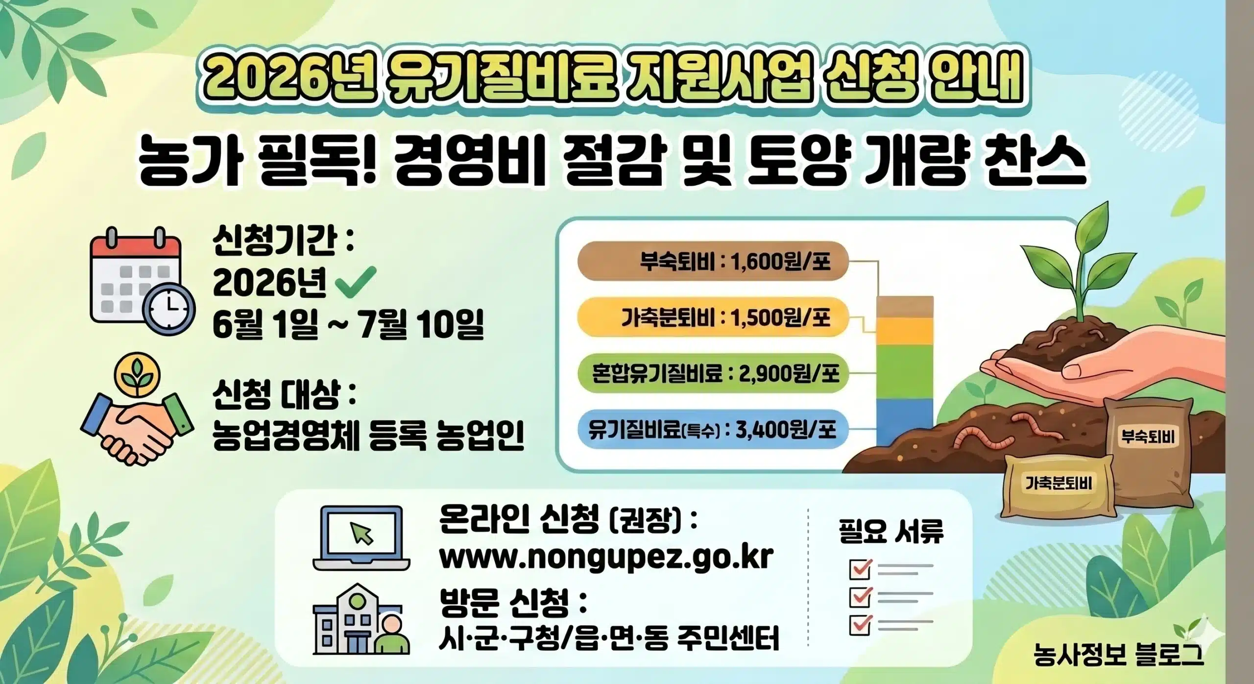 유기질비료 지원사업 신청 안내 인포그래픽