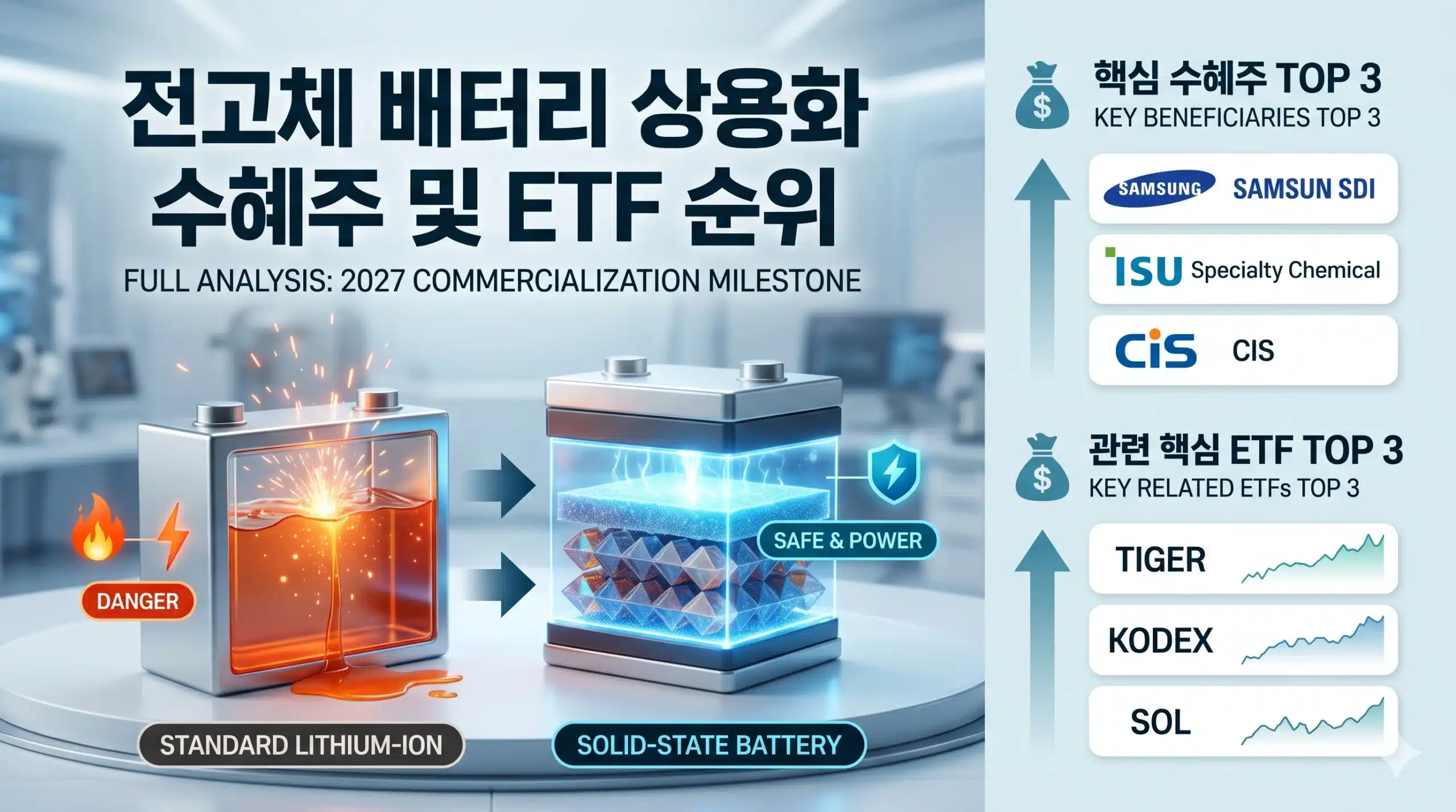 전고체 배터리 상용화 수혜주 및 관련 ETF 순위