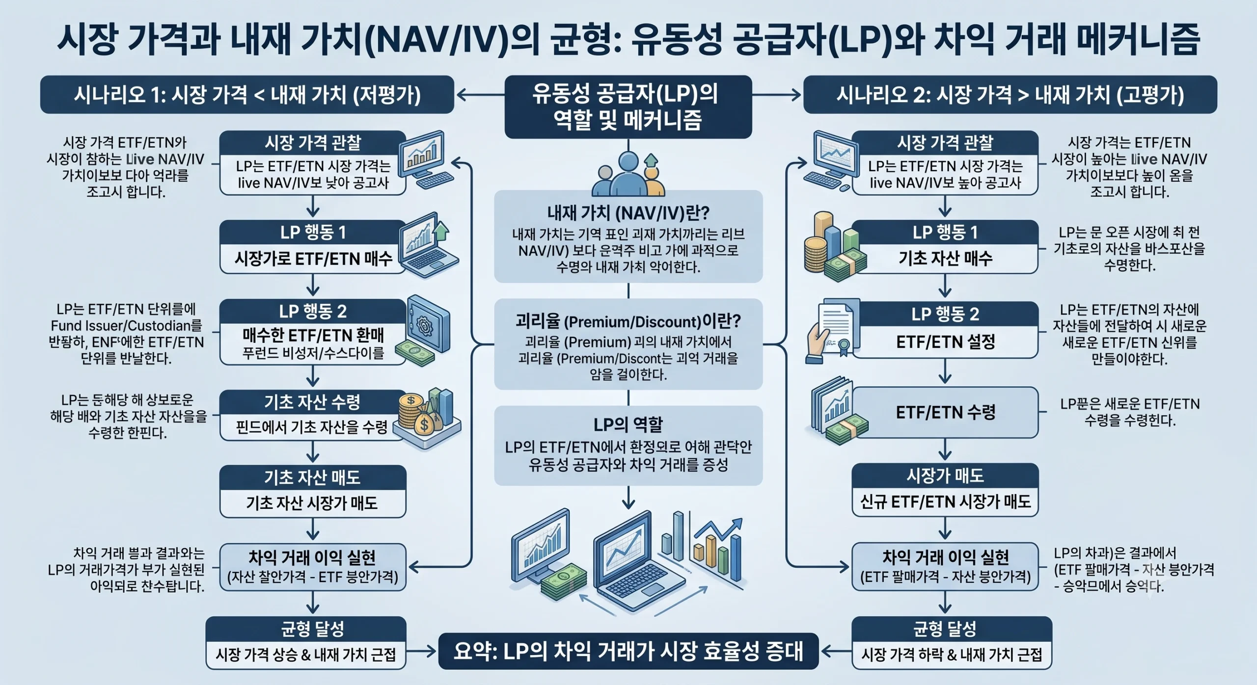 시장 가격과 내재 가치 균형 인포그래픽